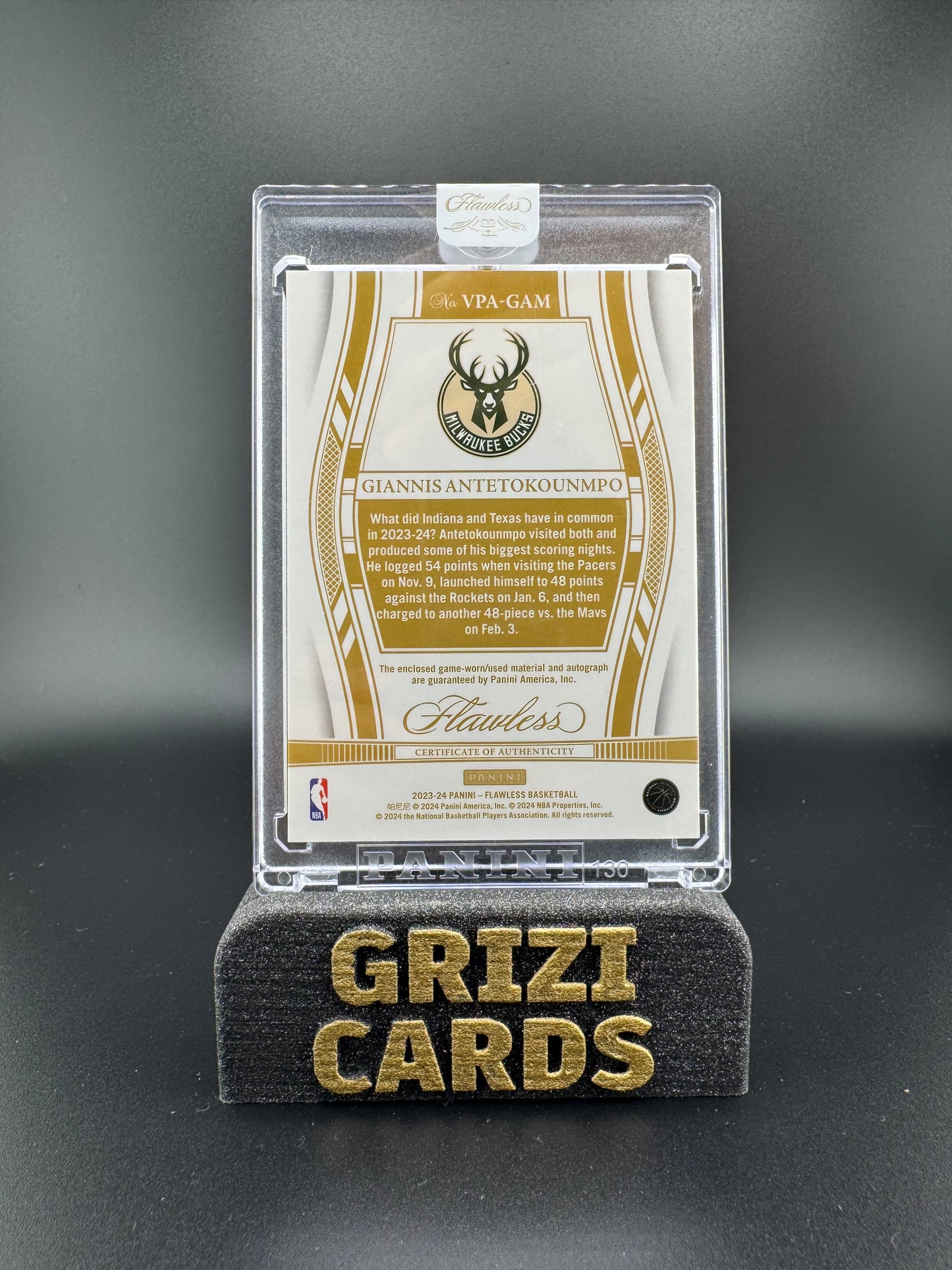 Giannis Antetokounmpo – Panini Flawless 2023-24 – Parche automático – 21/25