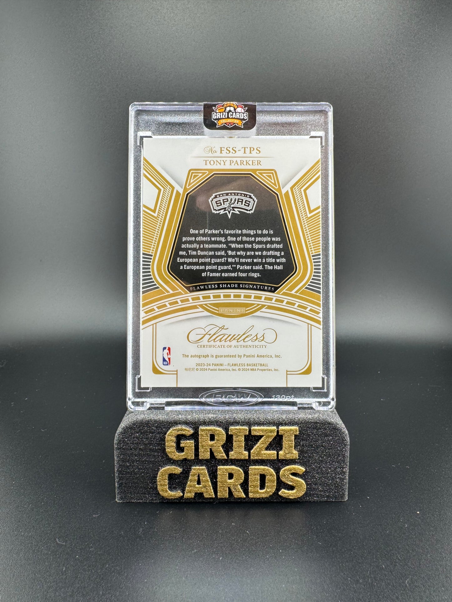 Tony Parker – Panini Flawless 2023-24 – Flawless Shade Signatures – 04/15