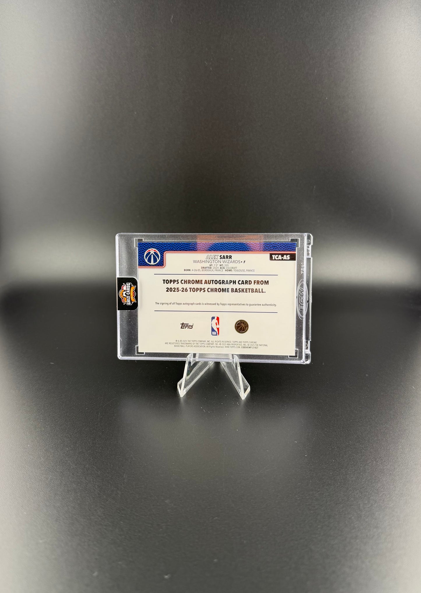 Alex Sarr – Auto Gold Refractor /50 – 2025-26 Topps Chrome Basketball