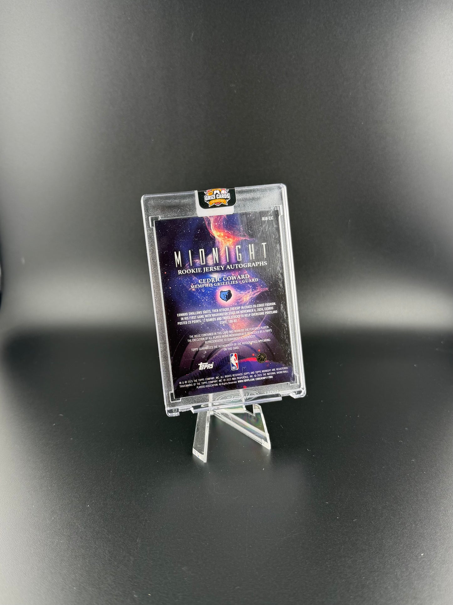 Cedric Coward – Rookie Jersey Auto – 2025 Topps Midnight