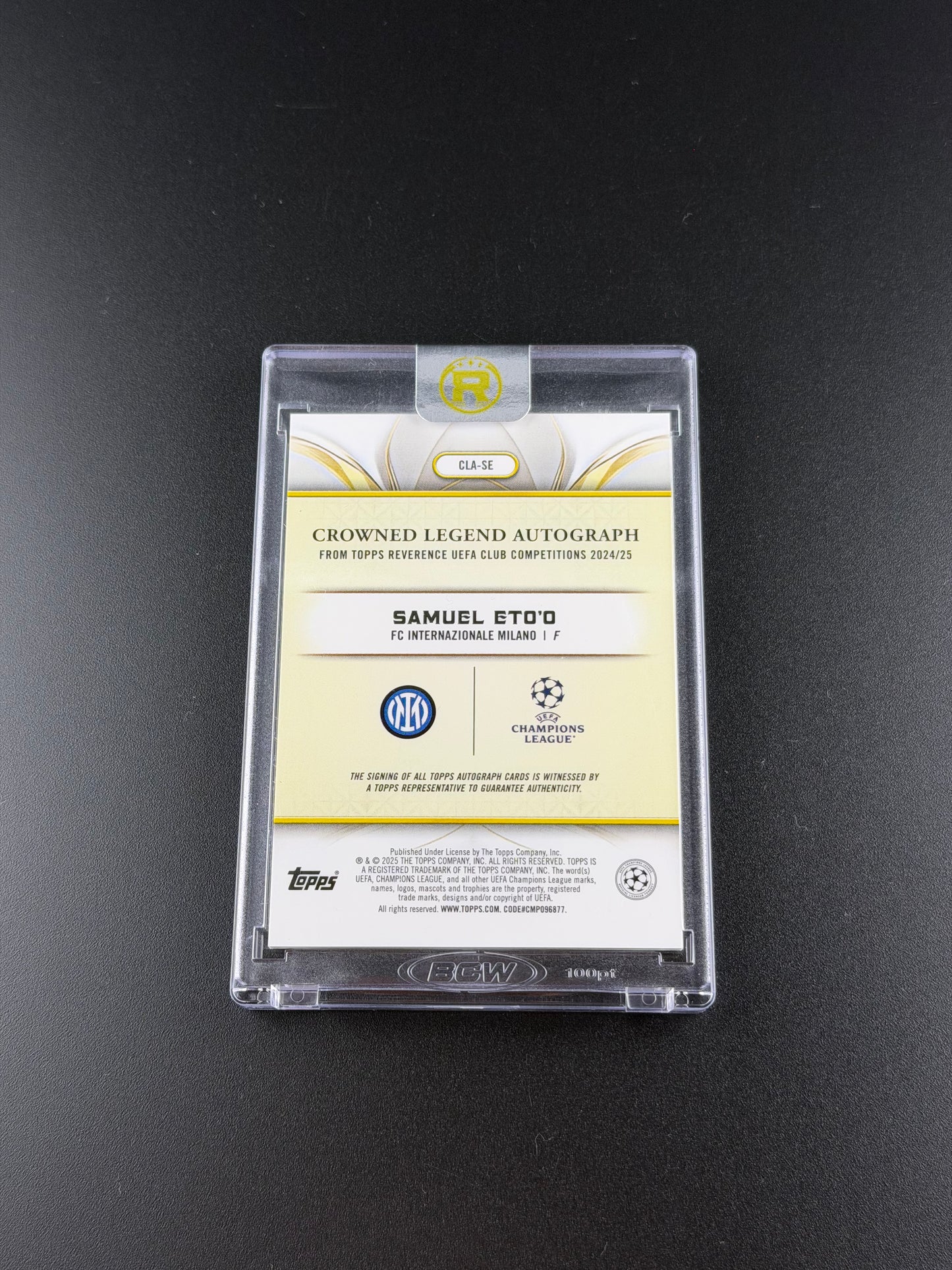 Samuel Eto’o – Topps Reverence UEFA Club Competitions 2024/25 – Crowned Legend Autograph – /75
