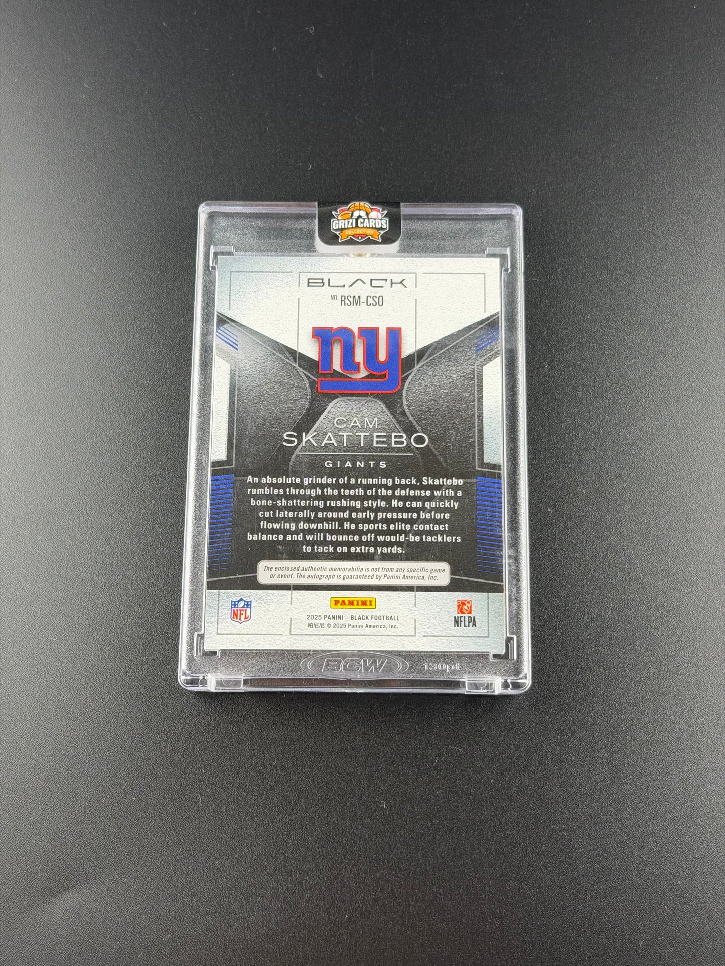 Cam Skattebo – Panini Black Football 2024 – Rookie Patch Autograph – /50