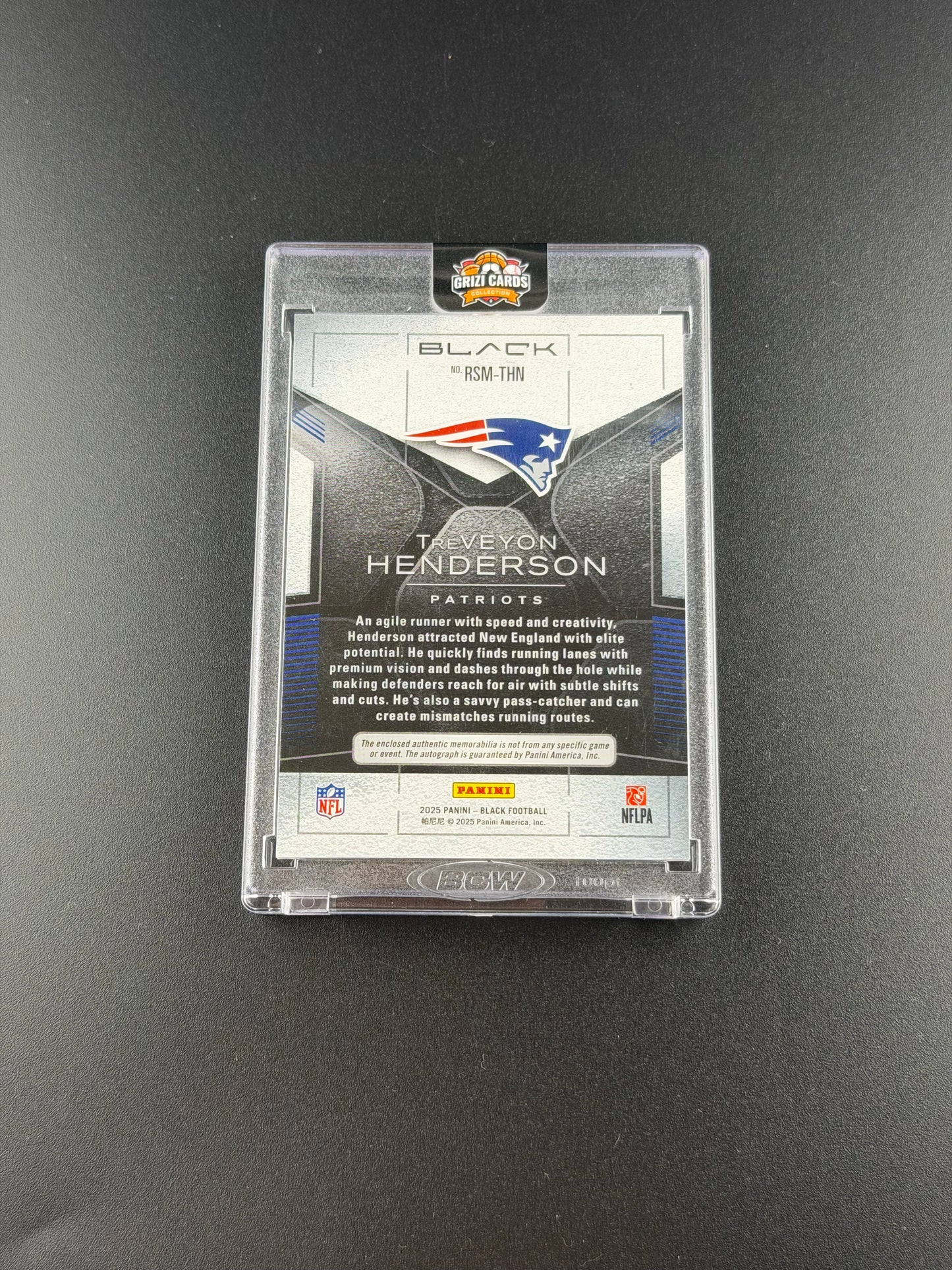 TreVeyon Henderson – Panini Black Football 2025 – Rookie Patch Autograph – /99