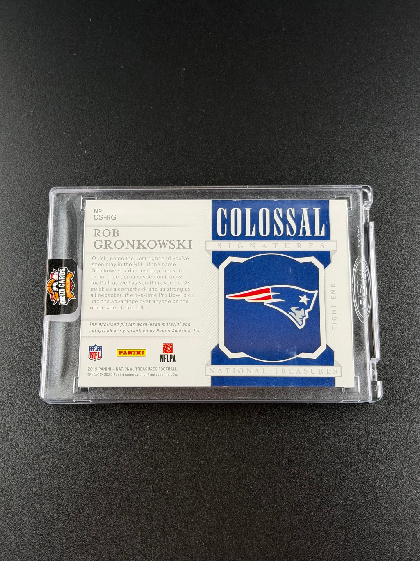 Rob Gronkowski – National Treasures 2019 – Colossal Signatures Patch Auto – /10