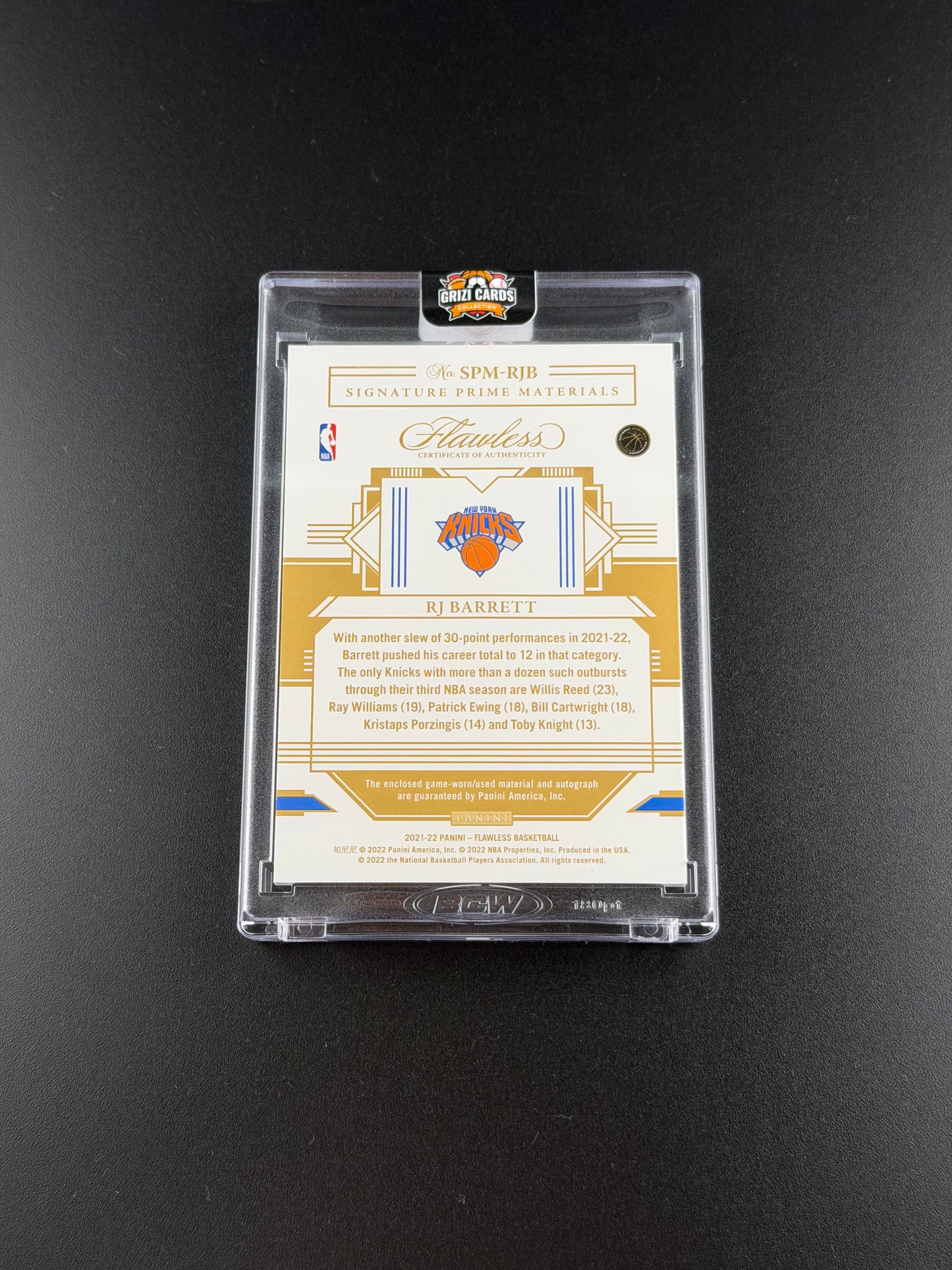 RJ Barrett – Panini Flawless Basketball 2021–22 – Signature Prime Materials Patch Auto – /25.