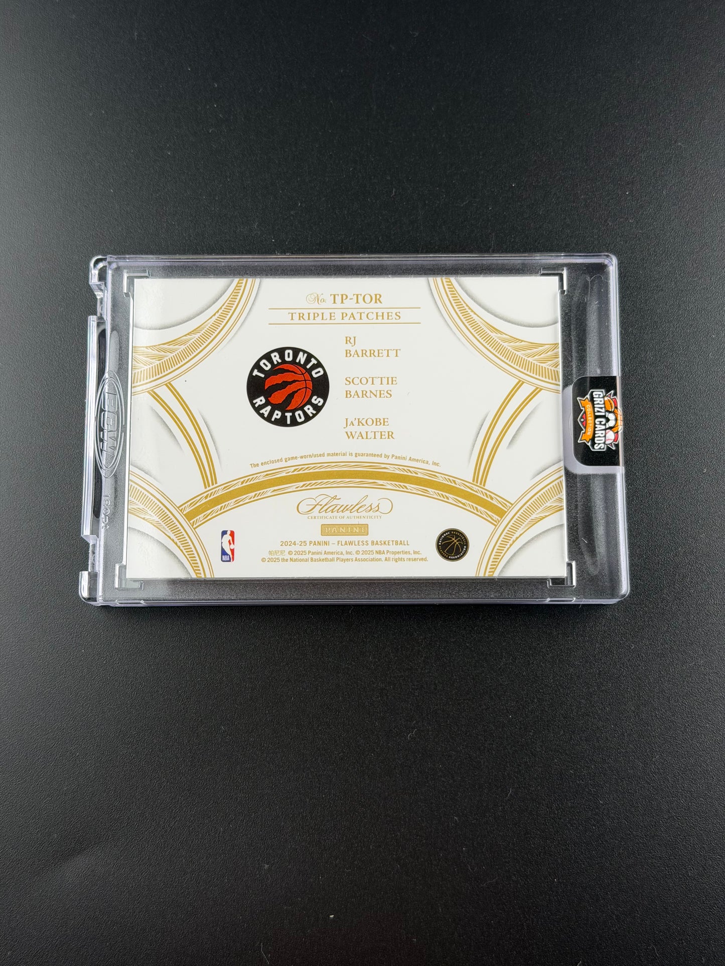 RJ Barrett / Scottie Barnes / Ja’Kobe Walter – Panini Flawless Basketball 2024-25 – Triple Patches – 23/25.