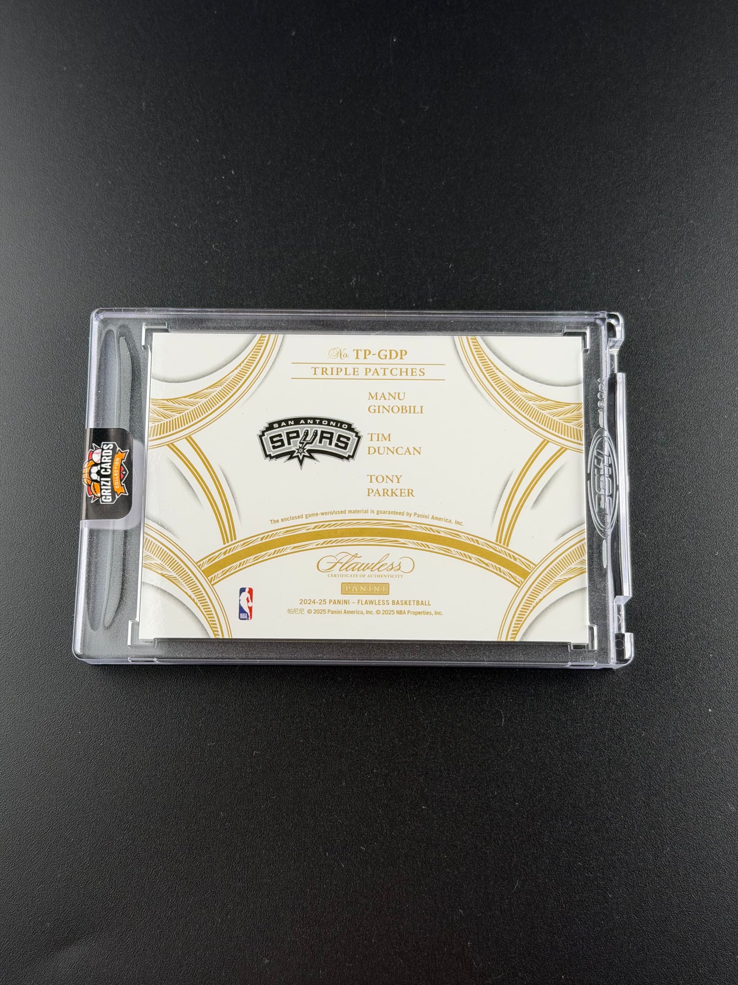 Manu Ginobili / Tim Duncan / Tony Parker – Panini Flawless Basketball 2024-25 – Triple Patch – 5/5